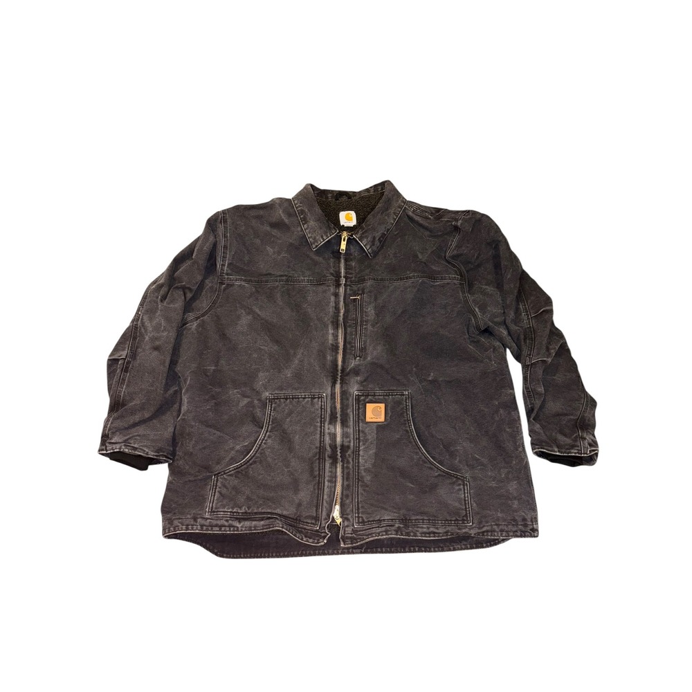 Carhartt C01 Arctic Duck Jacket Black 3XL Sherpa Lined‎ Distressed Workwear